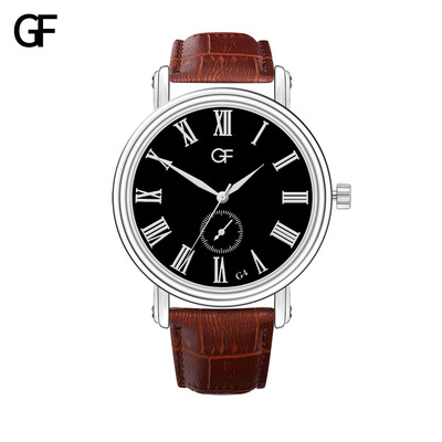

Gobestart New Fashion High-End Mens Quartz Letter Watch Leather Strap Mens Watch