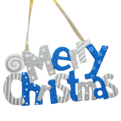 

12Inch Glittering Merry Christmas Letter Sign With Hanging String For Xmas Tree Home Door Window Decor