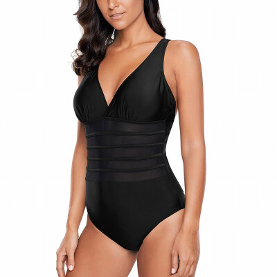 

Swimwear womens V-neck one-piece swimsuit