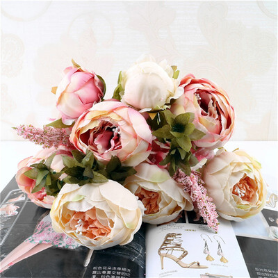 

Fake Flowers Vintage Artificial Peony Silk Flowers Wedding Home DecorationPack of 1 champagne