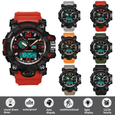 

Men Women Digital Sports Quartz LED DATE Waterproof Army Wrist Watches Military