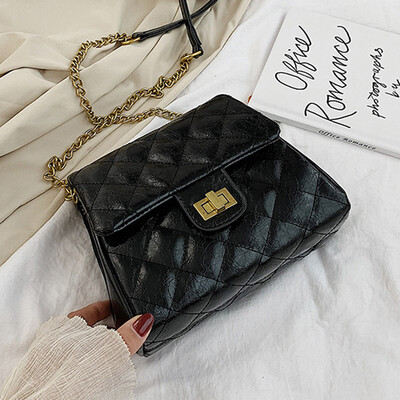 

2019 new oblique satchel rhomboid chain bag European&American fashion single shoulder bag simple 100 lap mini bag