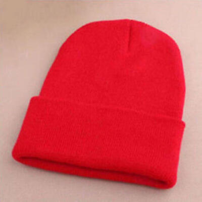 

Fashion Men\s Women Solid Color Beanie Knitted Hip-Hop Winter Warm Dance Hat