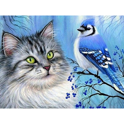 

Diamond Painting Cat Bird Full Square Drill Home Decoration Display Rhinestone Picture Kits Embroidery