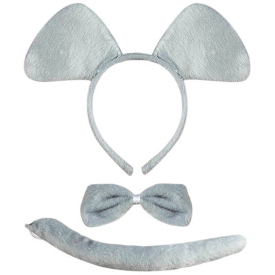 

Tailored Perform Prop Animal Set Zoo Headband Ears Bow Tail Fancy Dress for Kids