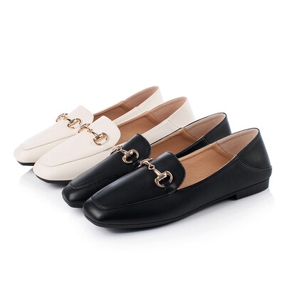

339-9 Korean sweet banquet womens shoes shallow mouth flat bottom square head super move soft lea