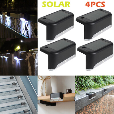 

〖Follure〗4PCS LED Solar Path Stair Outdoor Light Garden Yard Fence Wall Landscape Lamp