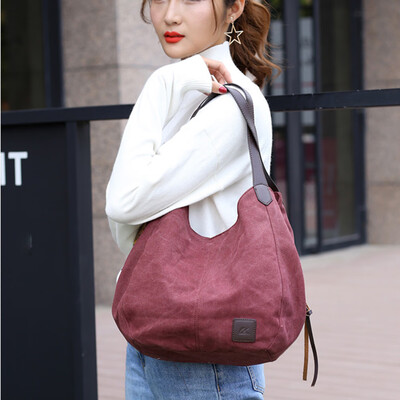 

Gobestart Womens Canvas Handbags Vintage High Quality Female Hobos Single Shoulder Bags
