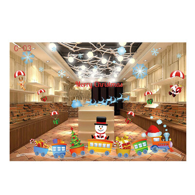 

Tailored Cartoon Snowman Santa Window Sticker Christmas Gift Home Decor Sticker