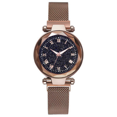 

Women Roman Number Starry Sky Watches Magnet Mesh Band Sainless Steel Quartz Wristwatch Ladies Elegant Fashion Watches