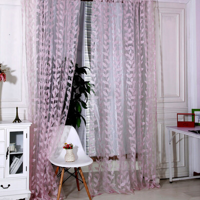 

1x2m Willow Pattern Sheer Curtain Printed Willow Branch Valance Curtain