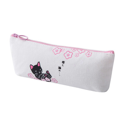 

Toponeto Kawaii Pink Cat Capacity Canvas Pencil Case Pen Box Girls School Stationery Bag