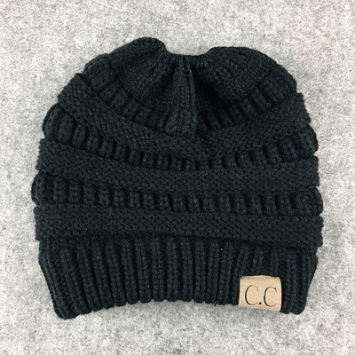 

Autumn winter hat knit ponytail warm cap ladies wool cap