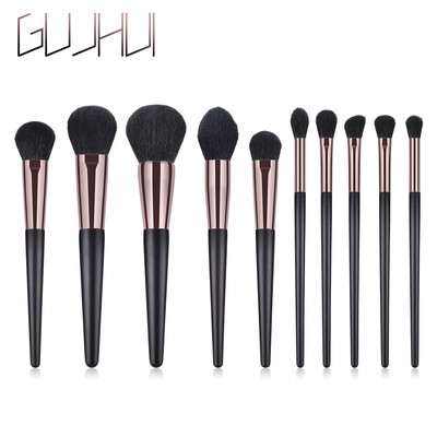 

〖Follure〗10PCS Black Wooden Cosmetic Makeup Brush Foundation Powder Eyeshadow Brush