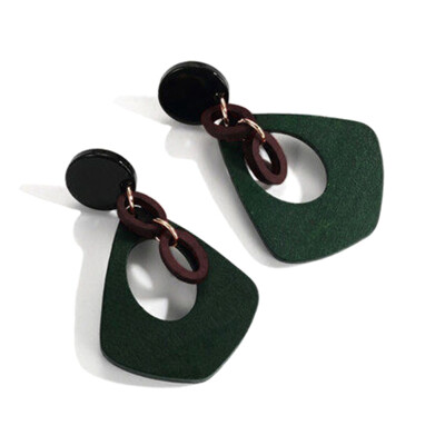 

Exaggerated wooden fashion personality earrings Women green Earrings Long Pendant Earrings Party