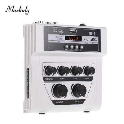 

Muslady MF-8 Mini Karaoke Sound Audio Mixer Stereo Echo Mixers Dual Microphone Inputs Support BT Recording MP3 Function for TV PC