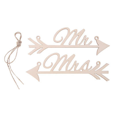 

2pcs Creative Wood MR&MRS Ornament DIY Crafts Wedding Pointing Sign Decor