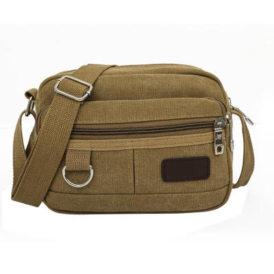 

Men Canvas Mini Messenger Bag Casual Multi-Layer Shoulder Crossbody Bag