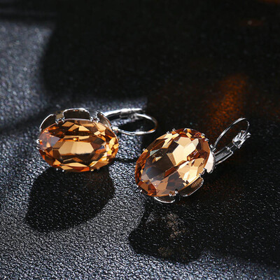 

Lovely Oval Blue Sapphire 925 Sterling Silver Hoop Earrings Womens Topaz Earings