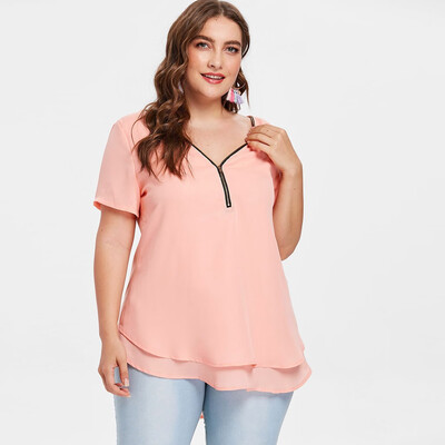 

Roseonmyhand Summer Womens Fashion Casual V-Neck Solid Big Size Short Sleeve Tank Tops
