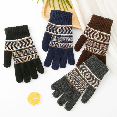 

Women Men Comfortable Thicken Warm Winter Full Finger Knitted Mittens Knitted Gloves Soft Mittens