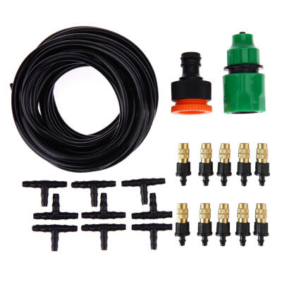 

Outdoor Garden Misting Cooling System Fitting 47mm Hose 10pcs Nozzles Kit