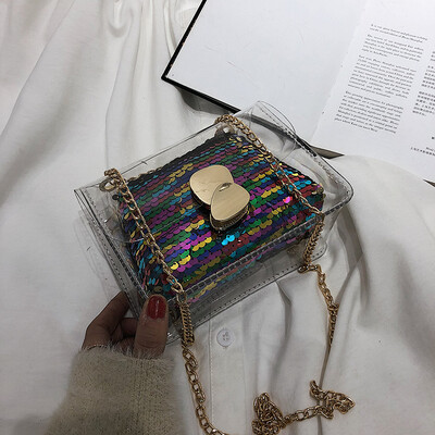 

Advanced sense bag foreign chic chain bag 2019 new red jelly transparent bag shoulder bag messenger bag