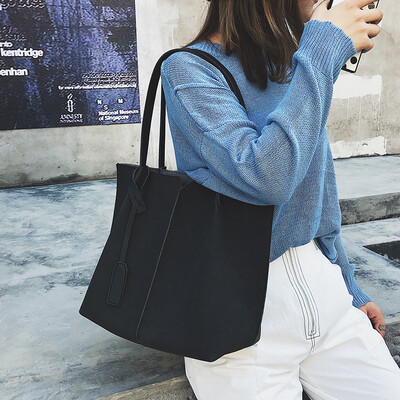 

Ins super fire big bag female 2019 new wave Korean version of the simple scrub shoulder bag large capacity tote bag