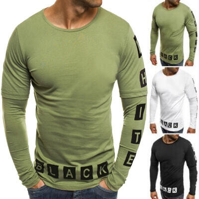 

2019 New Fashion Men Fit Long Sleeved T-Shirt Casual O-Neck Tops Shirt Bodybuilding Muscle Tee