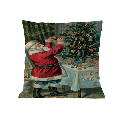 

Tailored Merry Christmas Pillow Cases Linen Sofa Cushion Cover Home Decor Pillow Core