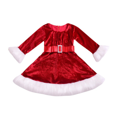 

Princess Kids Baby Girls Velvet Dress Party Pageant Wedding Santa Red Dresses