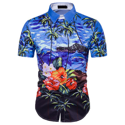 

Tailored Summer Casual Fashion Mens 3D Color Print Trend Color Short-sleeved Shirt Blouse