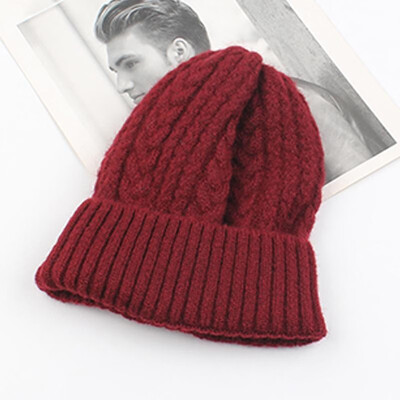 

Women Thick Twist Thread Knitted Beanies Hat Ribbed Autumn Winter Baggy Crochet Cap Warm Skullies Headwear