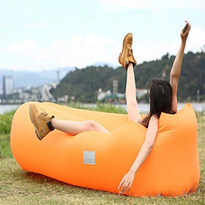 

Inflatable Lounger Foldable Air Couch Portable Air Hammock With Ergonomic Pillow And 2 Side Pocket Extra Storage