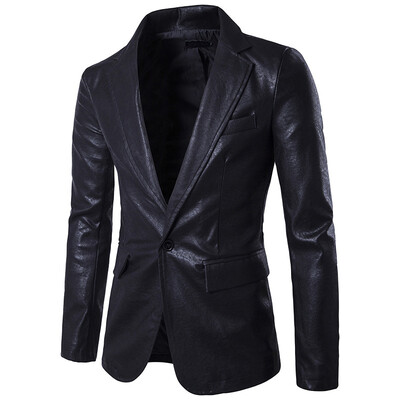 

2019 Mens Slim Fit Casual One Button Notched Lapel Blazer Jacket