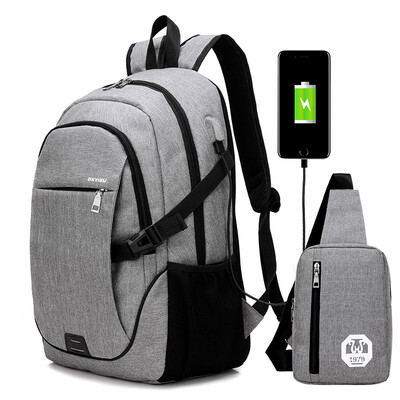 

USB charging double shoulder computer bag large capacity unisex travel bag