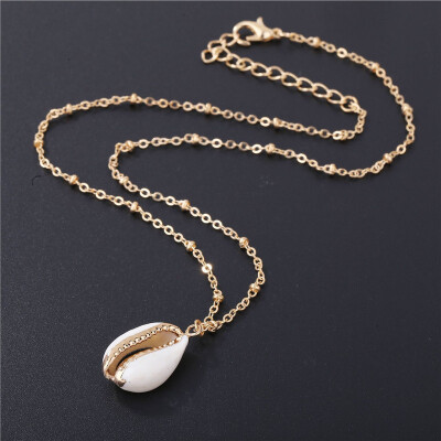 

New Fashion Gold Color Shell Pendant Necklace for Women Chain Choker Necklace Statement Collar Bohemia Collier 2019