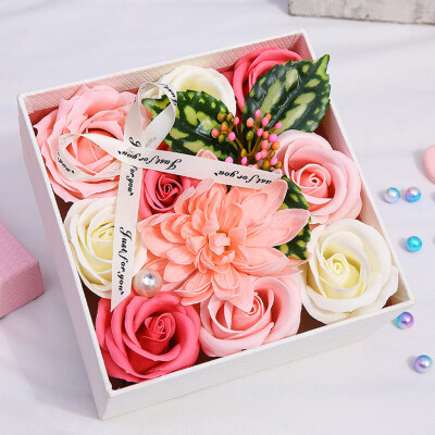 

Gobestart Mothers Day DIY Soap Flower Gift Rose Box Bouquet Wedding Home Festival Gift