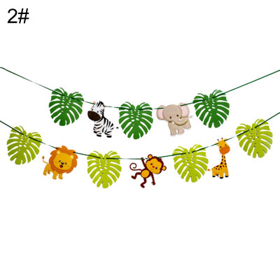 

5m Cartoon Jungle Animals Leaves Happy Birthday Banner Festival Party Decor