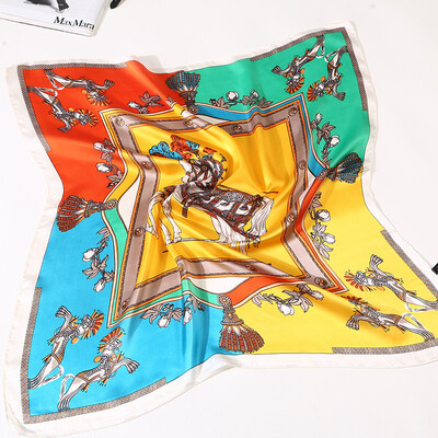 

2018 small square scarf small silk scarf spring&summer new female decoration European&American simulation silk scarf printing square scarf collar FJ069