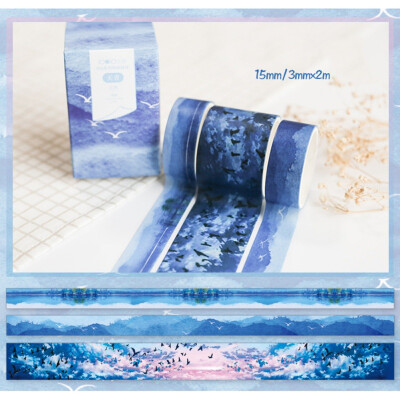 

3 PcsBox Fantasy Ocean Beautiful Flowers Plant Washi Tape DIY Decoration for Scrapbooking Masking Tape Adhesive Tape