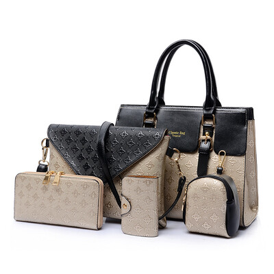 

Foreign trade new womens bag embossed mother bag six-piece handbag single room diagonal big bag