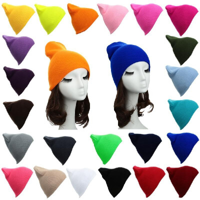 

New Unisex Women Men Beanie Hat Solid Color Warm Hip-Hop Cool Knitted Cap Headwear