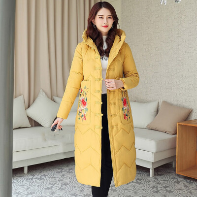 

Toponeto Fashion Women Hooded Winter Floral Embroidery Windbreaker Coat Jacket Overcoat