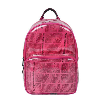 

Unisex Newspaper Print Canvas PVC Backpack Travel Casual Student Schoolbags
