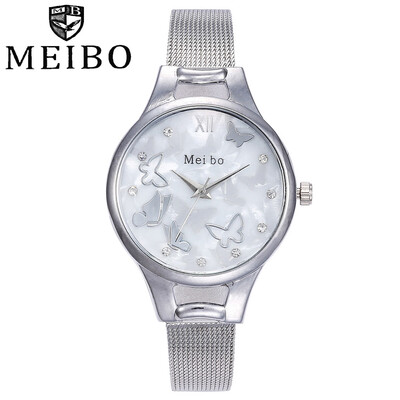 

MEIBO Butterfly Hot Fashion Women Quartz Watch Luxury Plastic Leather Analog Wrist Watches Female Clock Relogio Feminino 533
