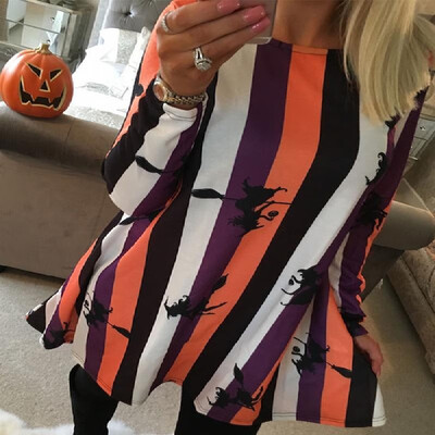 

Europe&the United States autumn Amazon explosion dress features Halloween round neck long-sleeved dress ZC2818 Purple