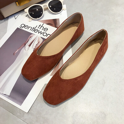 

Chic Bean Shoes Womens Spring Retro Grandma Shoes Ins Wind Fangtou Flat-soled Lefu Shoes