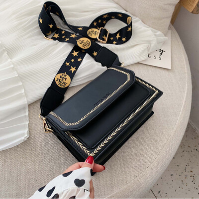 

Baihuan Women 2019 New Broadband simple Ocean Air small Square bag Summer Korean version Leisure slanted small Square bag