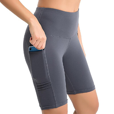 

Womens Yoga Short High Waist Yoga Pants Workout Running Compression Shorts Tummy Control Side Pockets